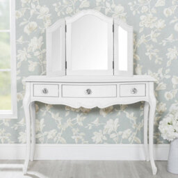 Statement Furniture Juliette Shabby Chic Dressing Table With Crystal Handles- White - thumbnail 5