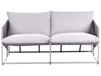 Wyld And Coco Lumina Home Low-Profile Oversized Two-Seater Sofa Grey With Metal Backrest And Steel Frame - image 1