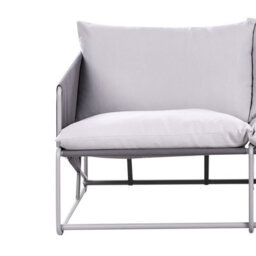 Wyld And Coco Lumina Home Low-Profile Oversized Two-Seater Sofa Grey With Metal Backrest And Steel Frame - thumbnail 9