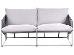 Wyld And Coco Lumina Home Low-Profile Oversized Two-Seater Sofa Grey With Metal Backrest And Steel Frame - thumbnail 1