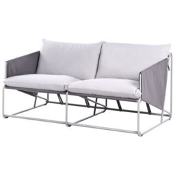 Wyld And Coco Lumina Home Low-Profile Oversized Two-Seater Sofa Grey With Metal Backrest And Steel Frame - thumbnail 5