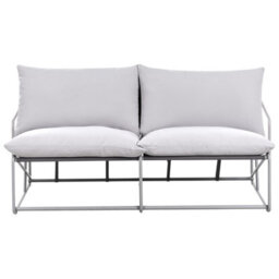 Wyld And Coco Lumina Home Low-Profile Oversized Two-Seater Sofa Grey With Metal Backrest And Steel Frame - thumbnail 4