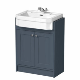 Affine Traditional Bathroom Cloakroom Suite Close Coupled Toilet Wc Blue Vanity Unit - thumbnail 5