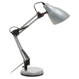 Orsina Silver Desk Lamp, Adjustable Arm And Head With Sleek Metal Frame, Matte Finish Offers Clean