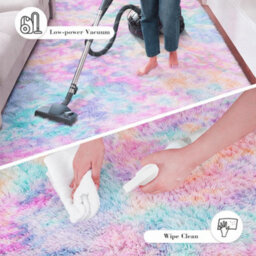 Aspire Homeware Non-Slip Rainbow Shaggy Rug Soft Fluffy Washable, Medium Hallways Runner, (L)150Cm X (W)80Cm - thumbnail 5