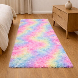 Aspire Homeware Non-Slip Rainbow Shaggy Rug Soft Fluffy Washable, Medium Hallways Runner, (L)150Cm X (W)80Cm - thumbnail 6