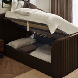 Hermione Brown Fabric Ottoman Storage Tv Bed Frame - 4Ft6 Double - thumbnail 5