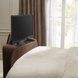 Hermione Brown Fabric Ottoman Storage Tv Bed Frame - 4Ft6 Double - thumbnail 7