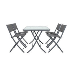 Sweeek - Folding Garden Table Steel + 4 Textilene Seats Anthracite - Ancona - thumbnail 6