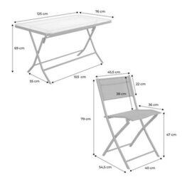 Sweeek - Folding Garden Table Steel + 4 Textilene Seats Anthracite - Ancona - thumbnail 5