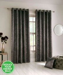 Enhanced Living Halo Charcoal Metallic Thermal Blockout Eyelet Curtains - 46 X 54 Inch (117 X 137Cm) - thumbnail 1