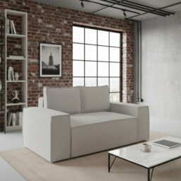 Malaga Small Mdf Sofa Bed With Sleeping Function Dl Fold Out Seat Storage Compartment 188X94X104Cm Light Grey Corduroy - thumbnail 1