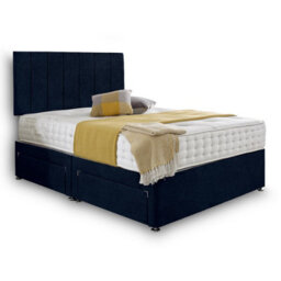 Dining Tables Oslo Matching Headboard Divan Set, 2 Drawer On Same Side With Sprung 1500 Comfort Mattress - Chenille Indigo - Double - thumbnail 4