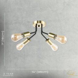 Happy Homewares Vintage Industrial Ceiling Light Fitting In Satin Gold And Matte Black - thumbnail 7