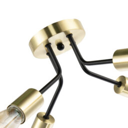 Happy Homewares Vintage Industrial Ceiling Light Fitting In Satin Gold And Matte Black - thumbnail 4