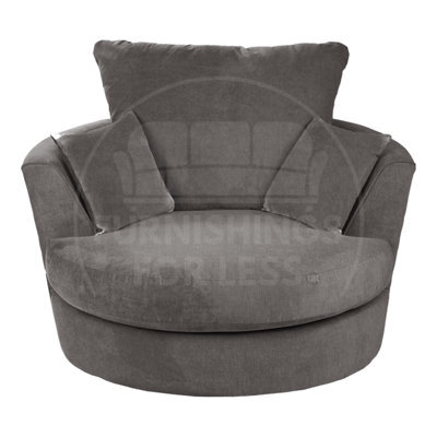 Furnishings For Less UK Casper Soft Chenille Fabric Fabric Swivel Chair 360 Rotation Grey - image 1