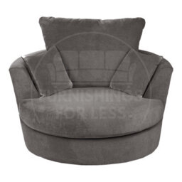 Furnishings For Less UK Casper Soft Chenille Fabric Fabric Swivel Chair 360 Rotation Grey