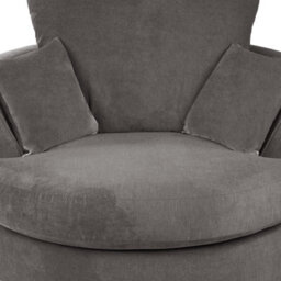 Furnishings For Less UK Casper Soft Chenille Fabric Fabric Swivel Chair 360 Rotation Grey - thumbnail 2