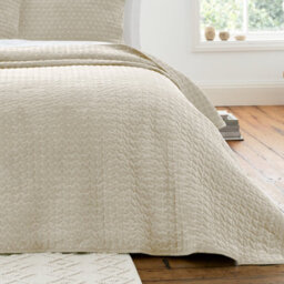 Bianca Fine Linens Attica Velvet Embroidered 240X260Cm Bedspread Natural