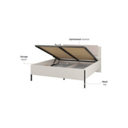 Arte Cashmere Eu King Ottoman Bed Frame 160X200Cm - Smart Storage With Upholstered Headboard - thumbnail 3