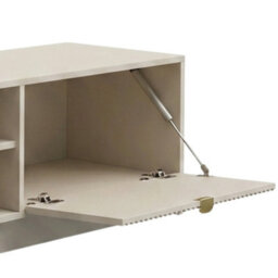 Tv Stand Tireno 2K 180 Cm White Sand Beige Ribbed Media Unit Cabinet Gold Handles Living Room Furniture Glamour Style - thumbnail 4