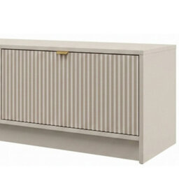 Tv Stand Tireno 2K 180 Cm White Sand Beige Ribbed Media Unit Cabinet Gold Handles Living Room Furniture Glamour Style - thumbnail 5