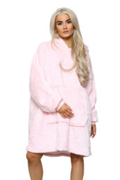 Ms9 Women's Oversized Hoodie Wearable Blanket Hoodie Top With Sherpa Lining Pink - thumbnail 4