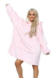 Ms9 Women's Oversized Hoodie Wearable Blanket Hoodie Top With Sherpa Lining Pink - thumbnail 3