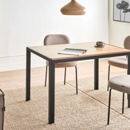 Wyld And Coco Luxehome Dining Table Light Brown Mdf With Metal Base 120 X 80 Cm - thumbnail 2
