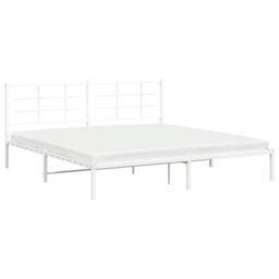Berkfield Metal Bed Frame Without Mattress With Headboard White 193X203Cm - thumbnail 4