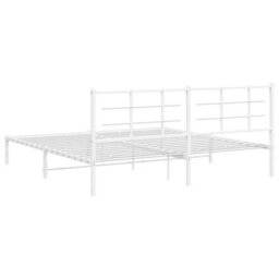 Berkfield Metal Bed Frame Without Mattress With Headboard White 193X203Cm - thumbnail 7