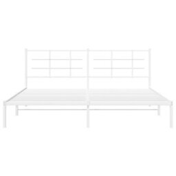 Berkfield Metal Bed Frame Without Mattress With Headboard White 193X203Cm - thumbnail 5