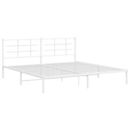 Berkfield Metal Bed Frame Without Mattress With Headboard White 193X203Cm - thumbnail 3