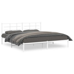 Berkfield Metal Bed Frame Without Mattress With Headboard White 193X203Cm - thumbnail 2