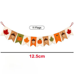 Amorly 11 Flags Fall Felt Garland Banner Autumn Pumpkin Maple Leaf Acorn Hanging Bunting, Thanksgiving Mantel Decor With Hanging String - thumbnail 6