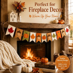 Amorly 11 Flags Fall Felt Garland Banner Autumn Pumpkin Maple Leaf Acorn Hanging Bunting, Thanksgiving Mantel Decor With Hanging String - thumbnail 5