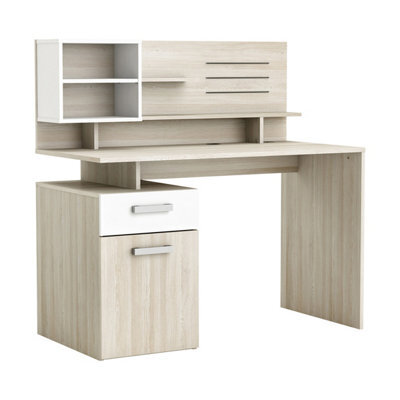 FurniComp LTD Furnicomp Jade 1 Door 1 Drawer Matt White And Oak Office Desk - image 1