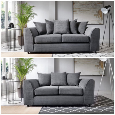 SquareBoxx Lennox Grey Sofa Set 3 Seater + 2 Seater - image 1