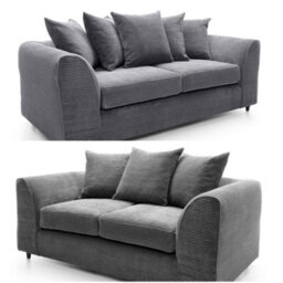 SquareBoxx Lennox Grey Sofa Set 3 Seater + 2 Seater - thumbnail 2