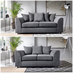 SquareBoxx Lennox Grey Sofa Set 3 Seater + 2 Seater - thumbnail 1