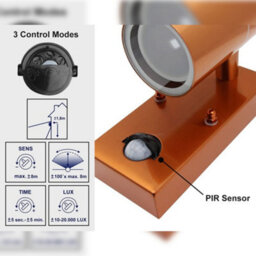 Long Life Lamps Company Pir Double Outdoor Wall Light Copper Finish With Movement Sensor Ip44 Zlc342Csen - thumbnail 5