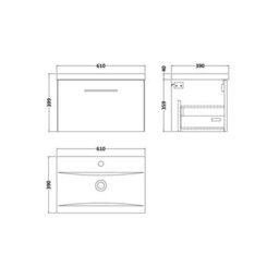 Balterley Bramshall Modern Bathroom Wall Hung 1 Soft Close Drawer Vanity Unit & Mid-Edge Basin, Satin Green, 610mm - thumbnail 5