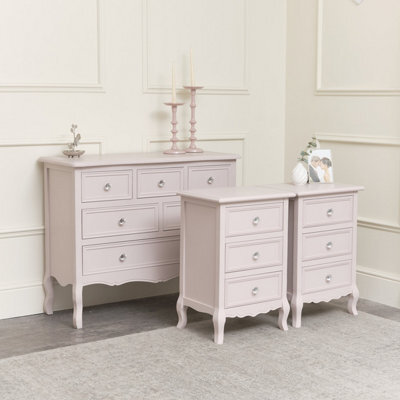 Melody Maison Large Pink 6 Drawer Chest Of Drawers & Pair Of 3 Drawer Bedsides - Sophia Pink Range - image 1