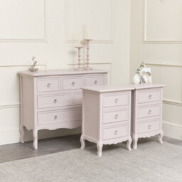 Melody Maison Large Pink 6 Drawer Chest Of Drawers & Pair Of 3 Drawer Bedsides - Sophia Pink Range - thumbnail 2