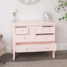 Melody Maison Large Pink 6 Drawer Chest Of Drawers & Pair Of 3 Drawer Bedsides - Sophia Pink Range - thumbnail 8