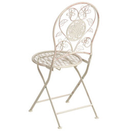 Wyld and Coco Set Of 2 Evergarden Vintage Floral Folding Garden Chairs Light Beige - Iron, E-Coated, Foldable - W40 X D45 X H95Cm - thumbnail 6