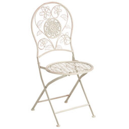 Wyld and Coco Set Of 2 Evergarden Vintage Floral Folding Garden Chairs Light Beige - Iron, E-Coated, Foldable - W40 X D45 X H95Cm - thumbnail 4