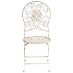 Wyld and Coco Set Of 2 Evergarden Vintage Floral Folding Garden Chairs Light Beige - Iron, E-Coated, Foldable - W40 X D45 X H95Cm - thumbnail 1