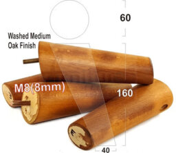 L&F Wood Legs Medium Oak Washed 160mm High Set Of 4 Angled Replacement Furniture Feet Settee Chairs Sofas Footstools M8 - thumbnail 1