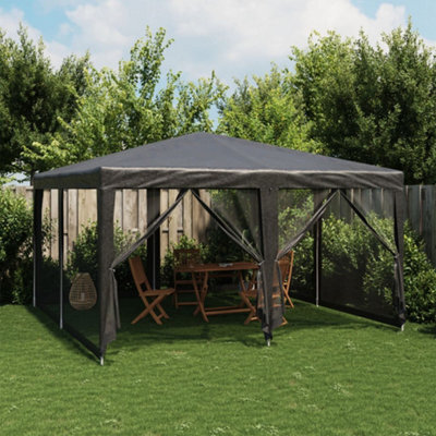 Walplus Party Tent Garden Gazebo Canopy With 8 Mesh Sidewalls Anthracite 4X4 M Hdpe - image 1